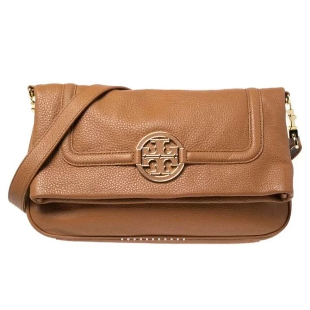 Tory Birch Amanda Crossbody Foldover Bag Tan Leather $425 [jb] - Picture 2 of 9